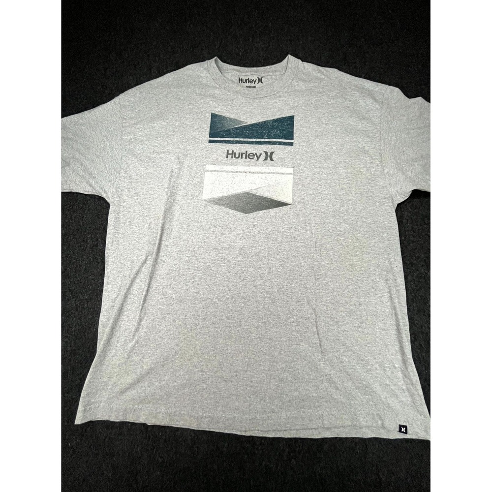 Hurley T Shirt Mens 2XL Heather Gray Cotton Geometric Logo Crew Neck Surf Skate